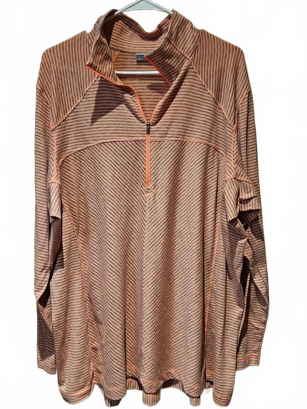Columbia Omni Wick Size 3X Coral and Gray Half Zip Long Sleeve Performance Top